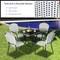 Stackable PE Rattan Patio Chairs Set 4 Steel Frame Outdoor White Blue